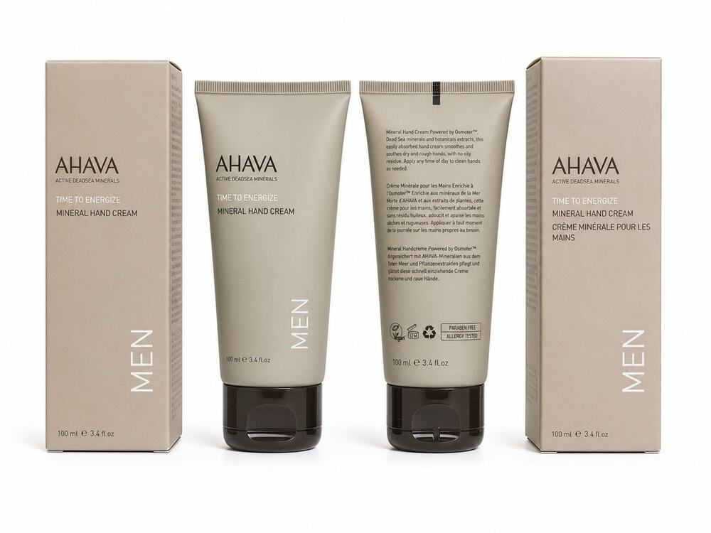 AHAVA Men Time To Energize Mineral Hand Cream 3.4 fl oz / 100ml New Sealed